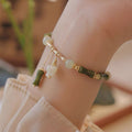 Bamboo Tassel Natural Emerald Jade Stone Bracelet