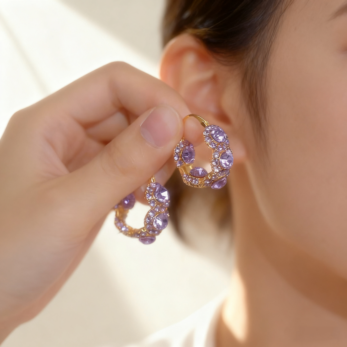 Amethyst Flower Earrings