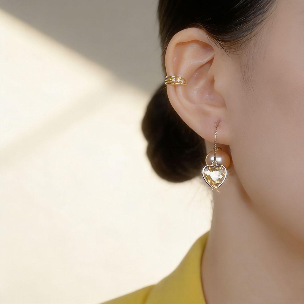 Pearl & Heart Two-Way Earrings