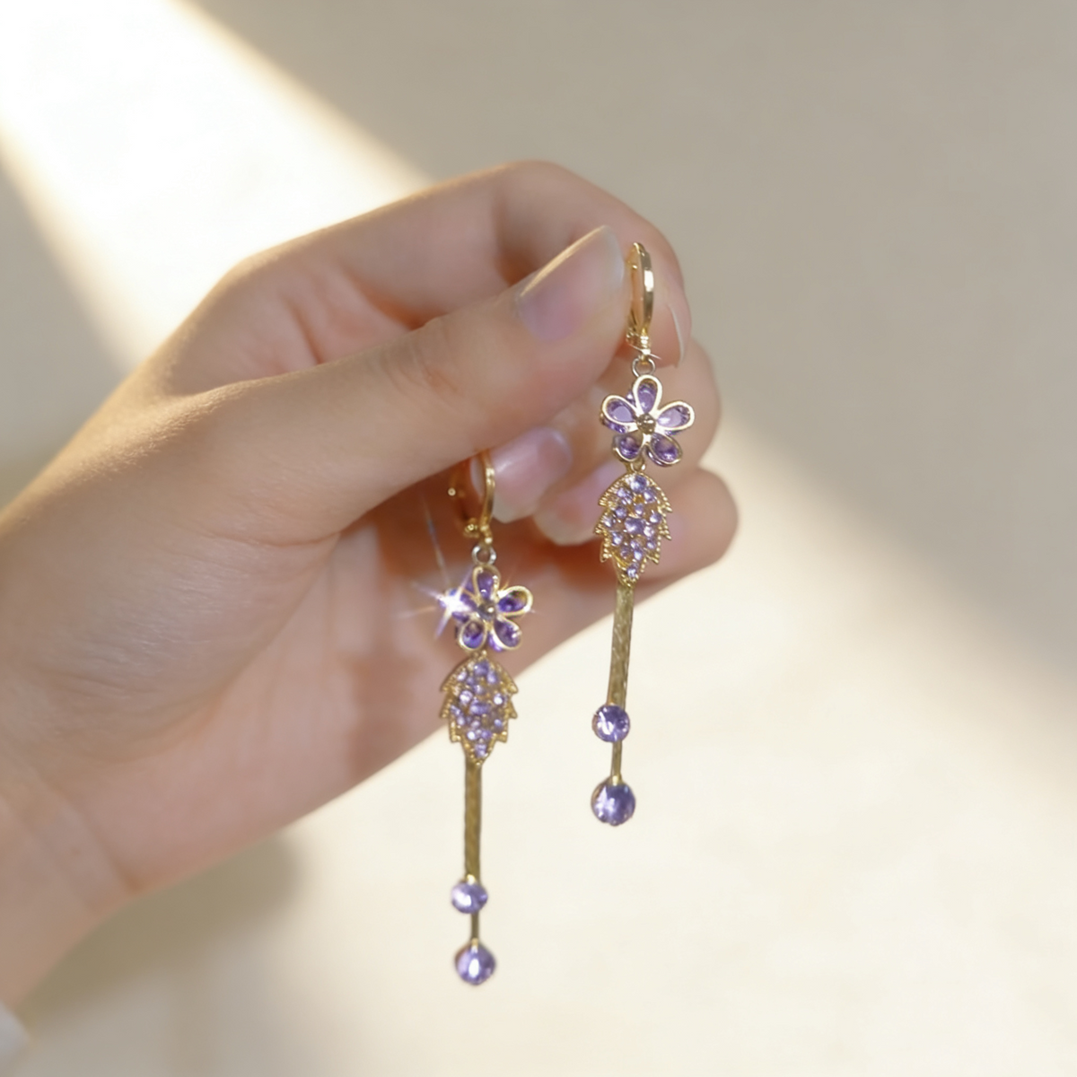 Double Floral Tassel Earrings