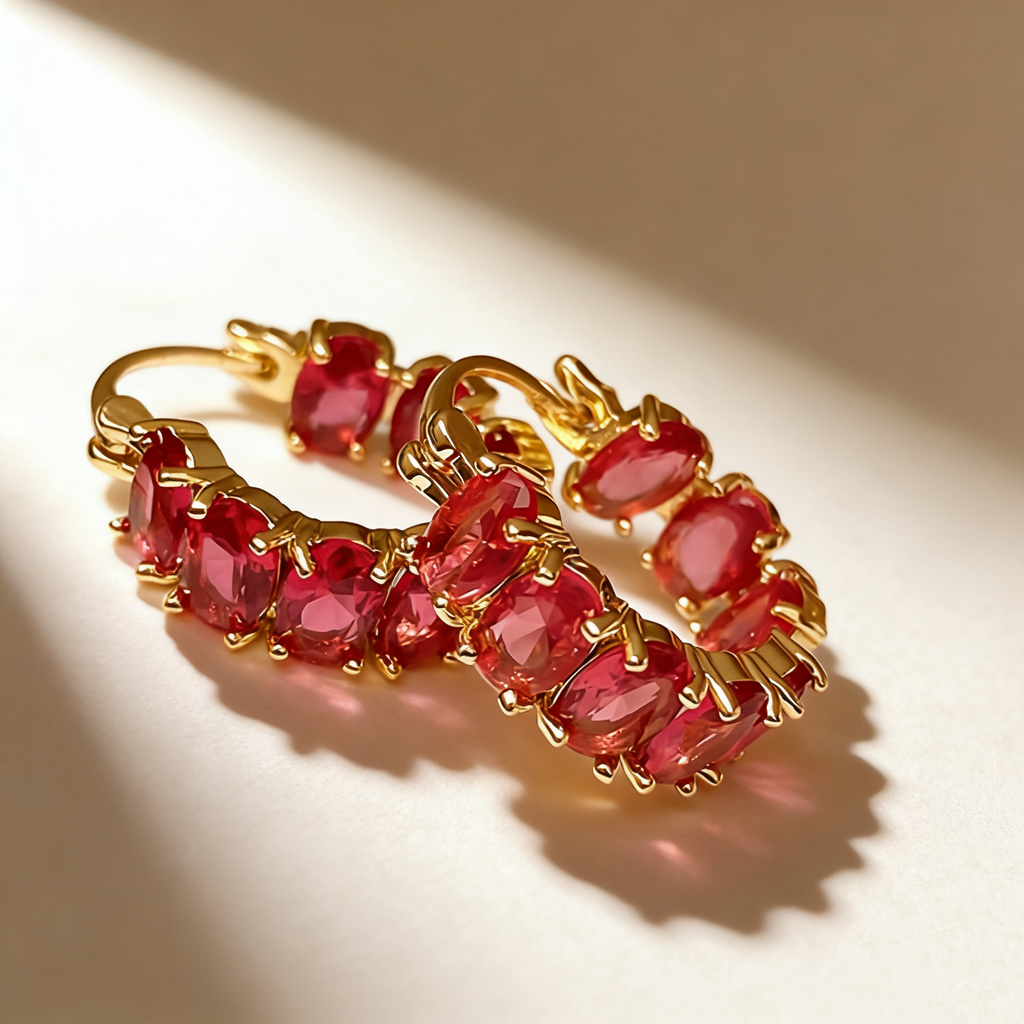 Elegant Ruby Hoop Earrings
