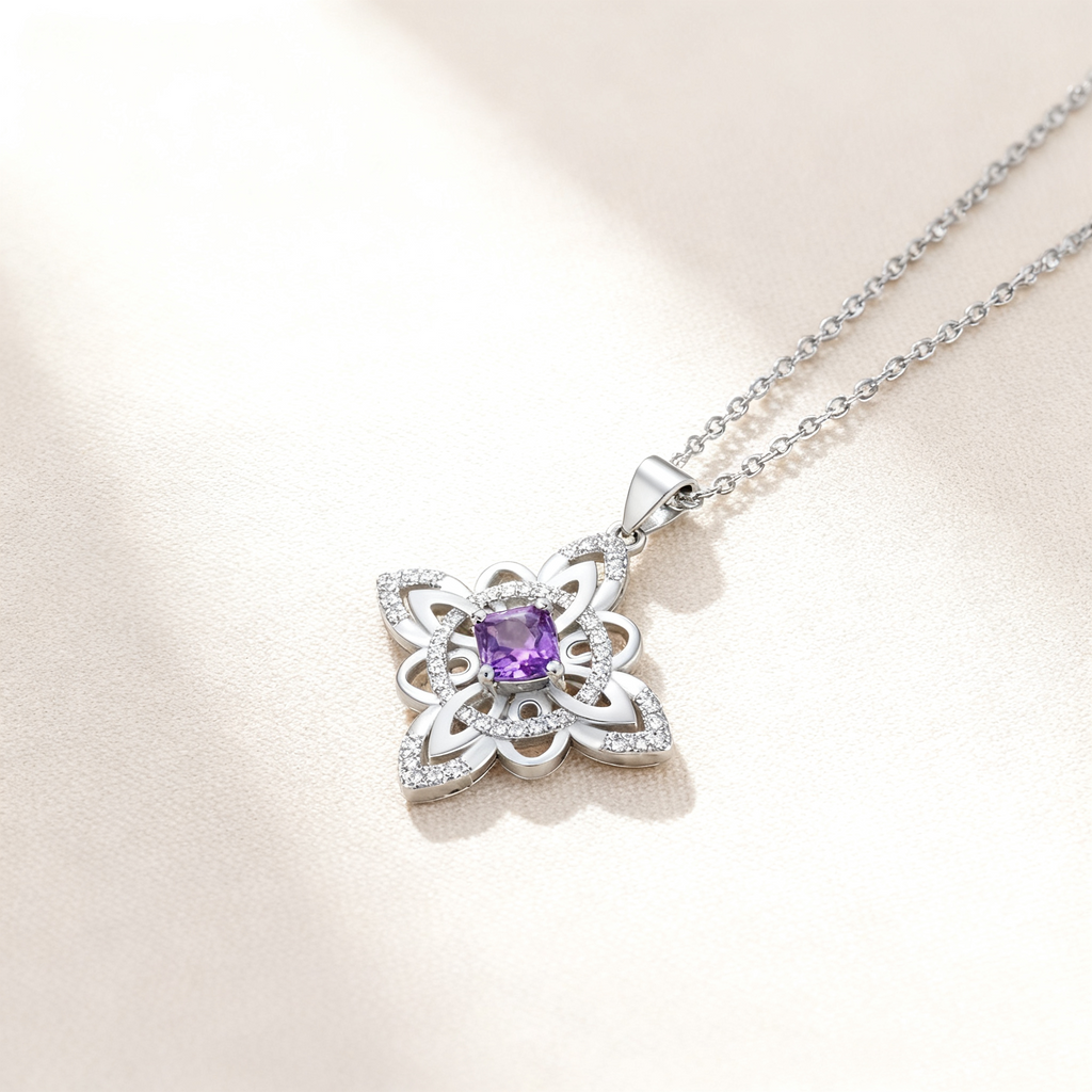 Celtic Knot Amethyst Pendant Necklace