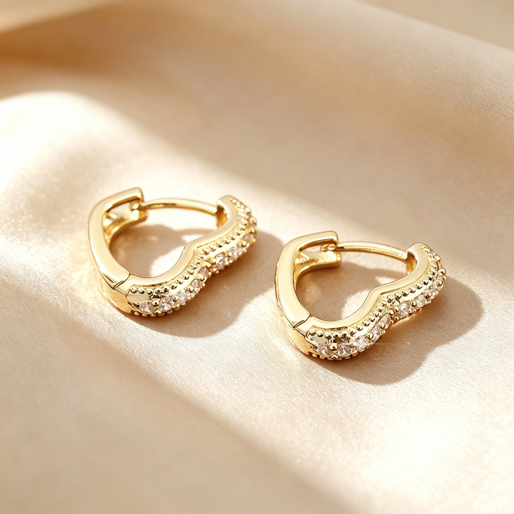 Heart Pavé Huggie Earrings