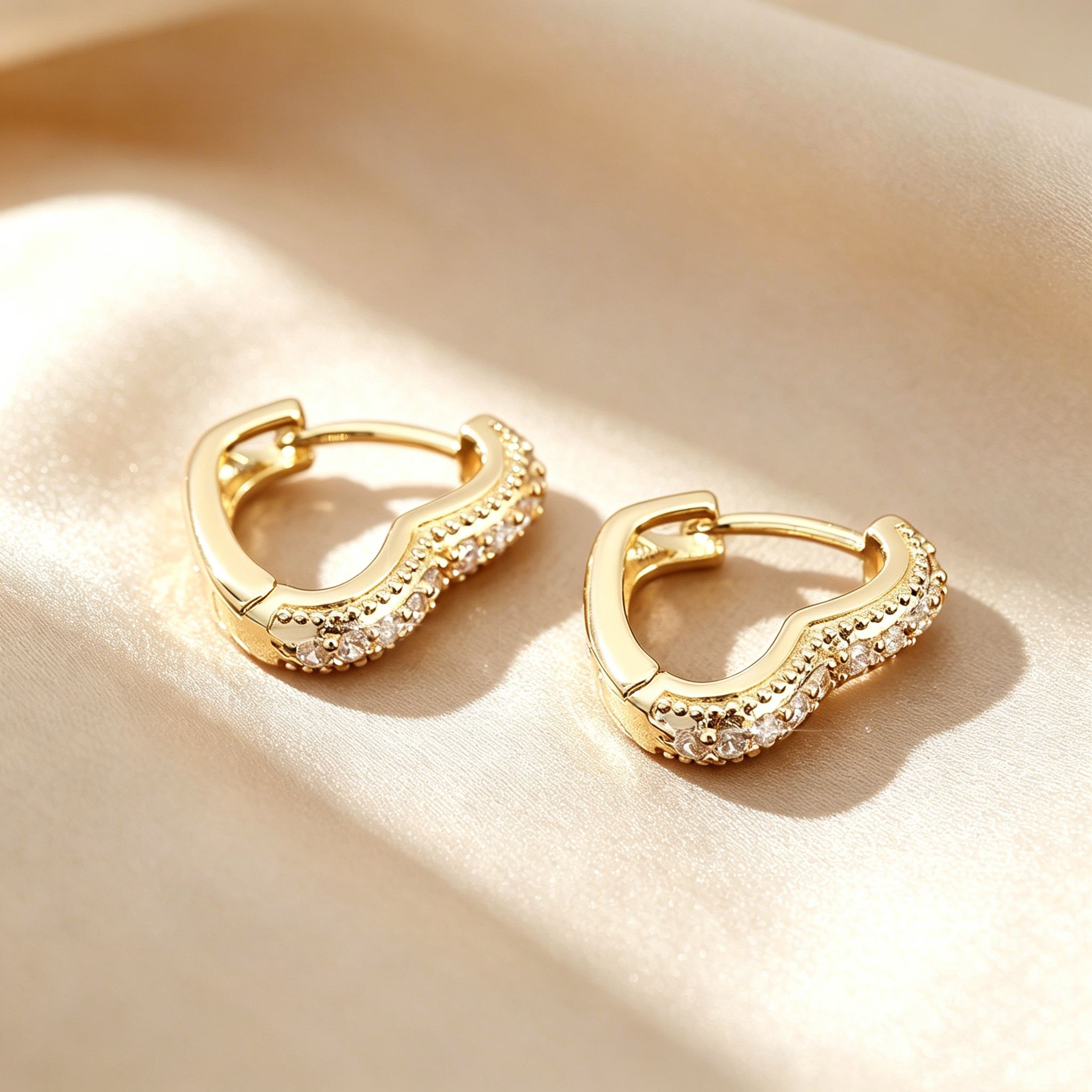 Heart Pavé Huggie Earrings