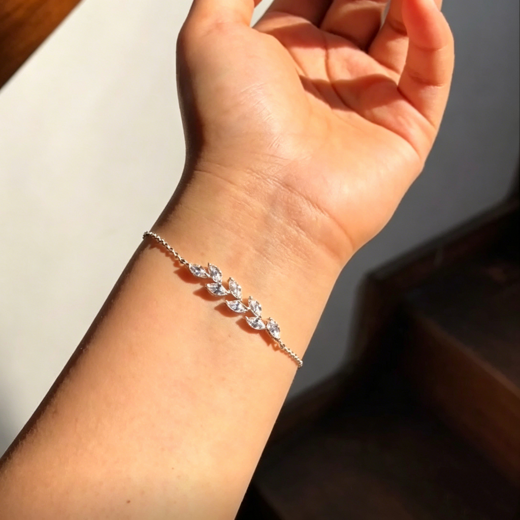 Marquise Moissanite Olive Branch Bracelet