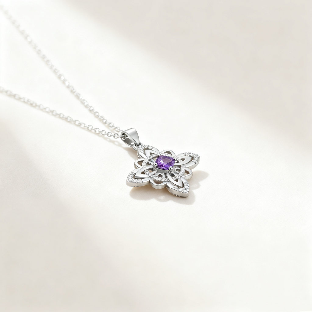 Celtic Knot Amethyst Pendant Necklace