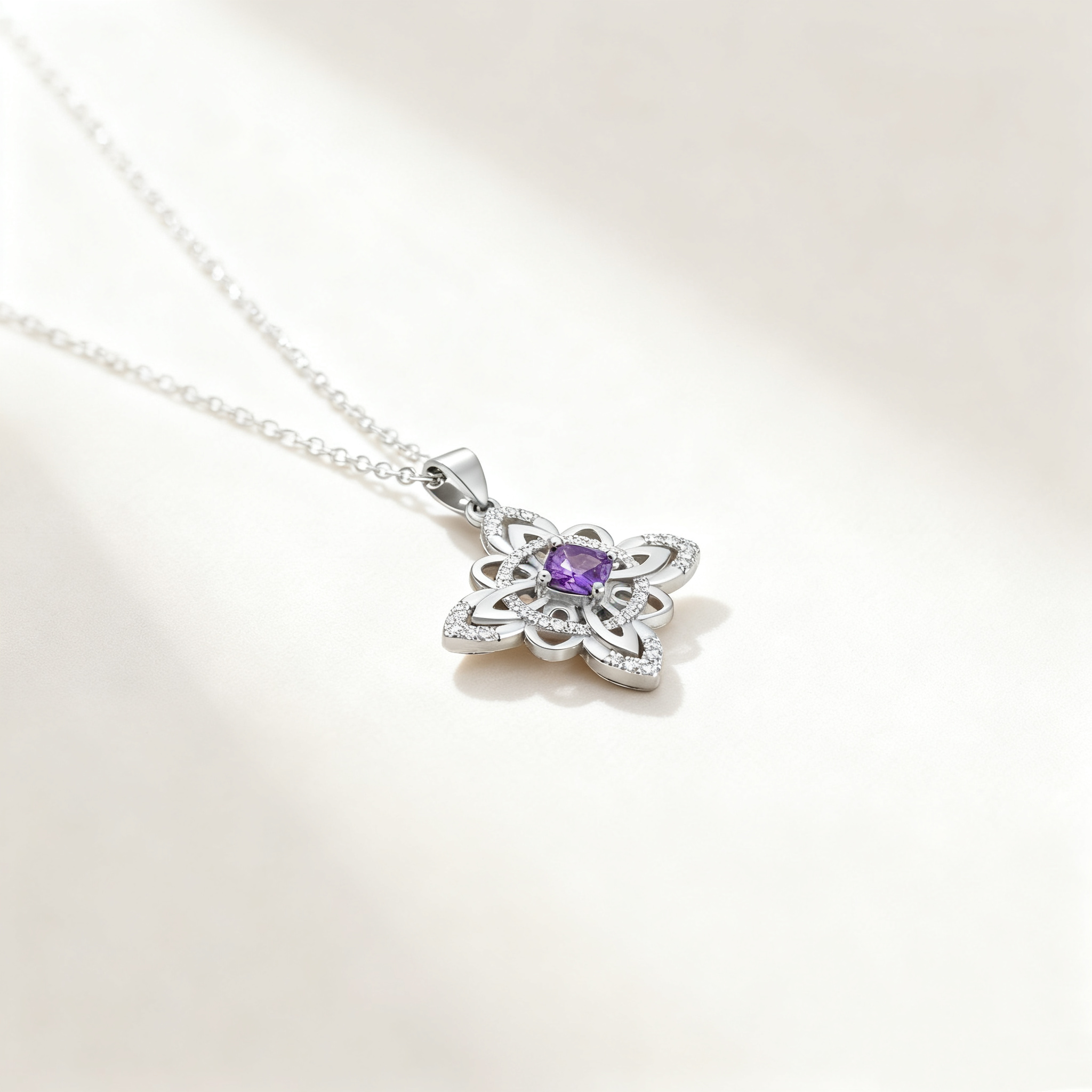 Celtic Knot Amethyst Pendant Necklace