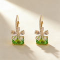 Square Gemstone Floral Earrings