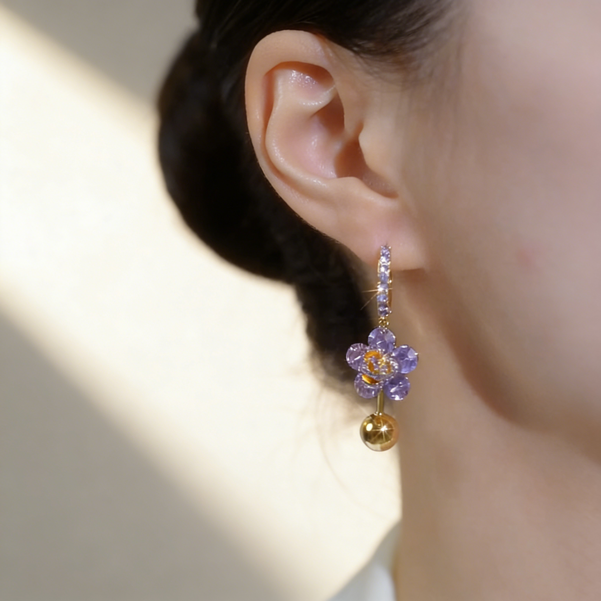 Amethyst Floral Tassel Earrings