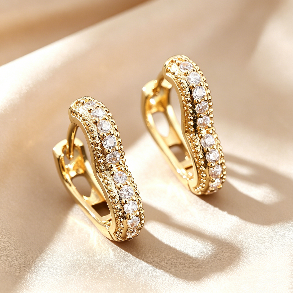 Heart Pavé Huggie Earrings