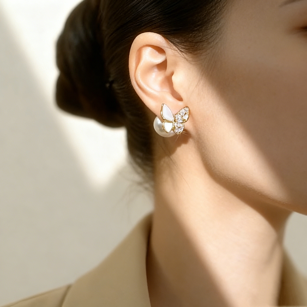 Butterfly Pearl Earrings