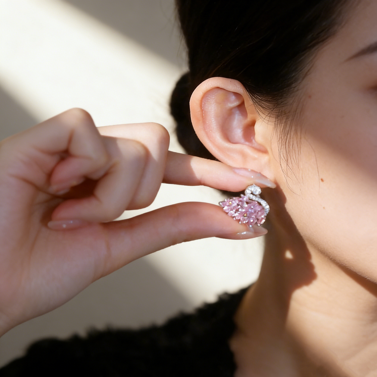 Pink Swan Earrings