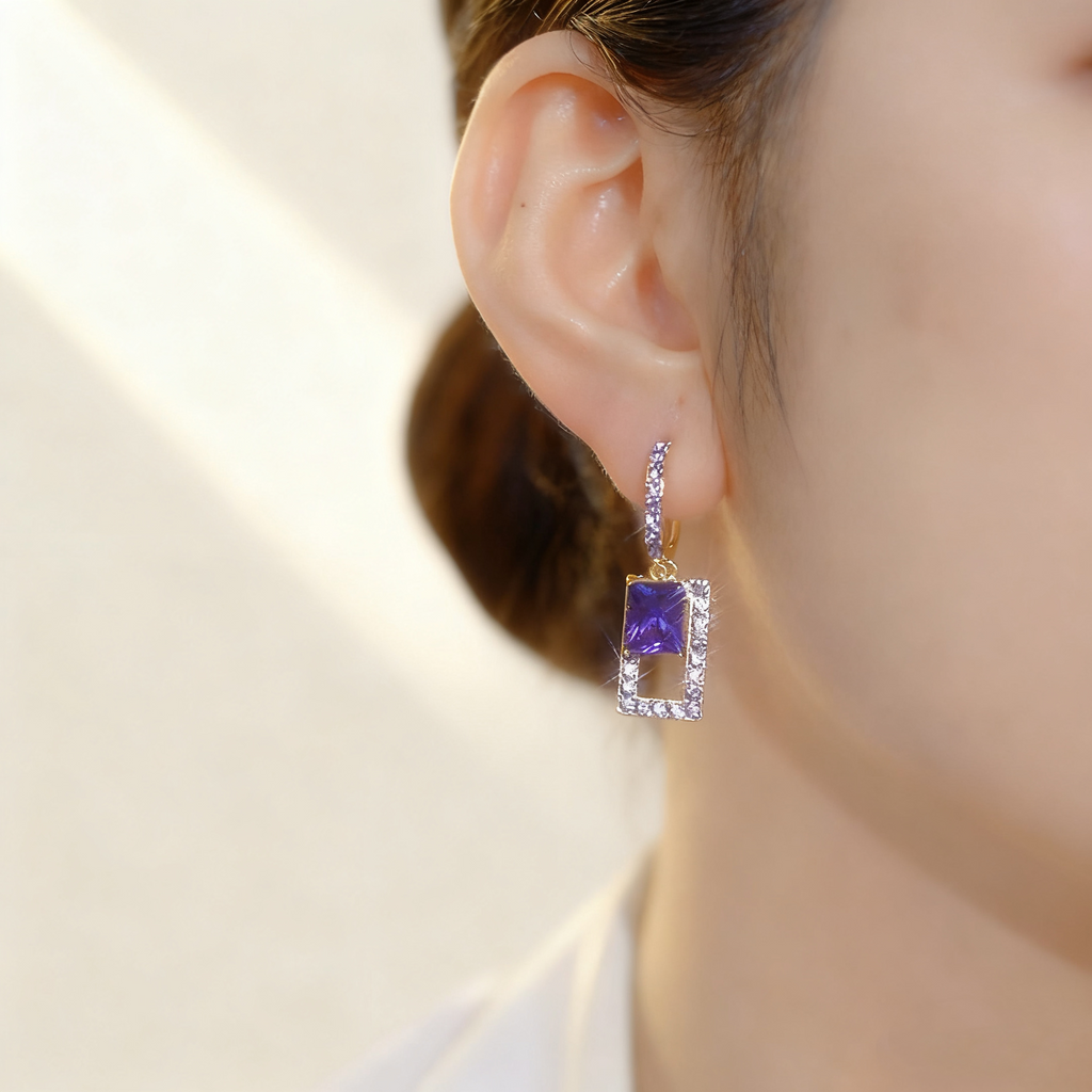 Amethyst Double-Layer Earrings