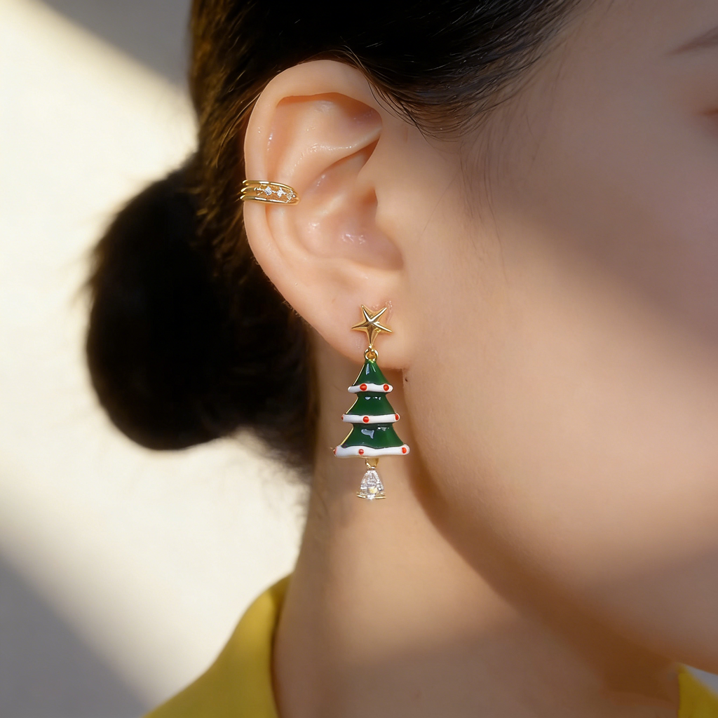 Christmas Tree Star Earrings