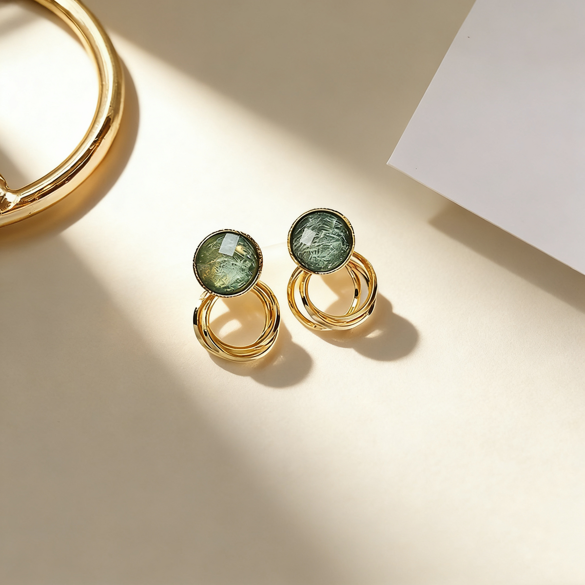 Brushed Green Crystal Earrings