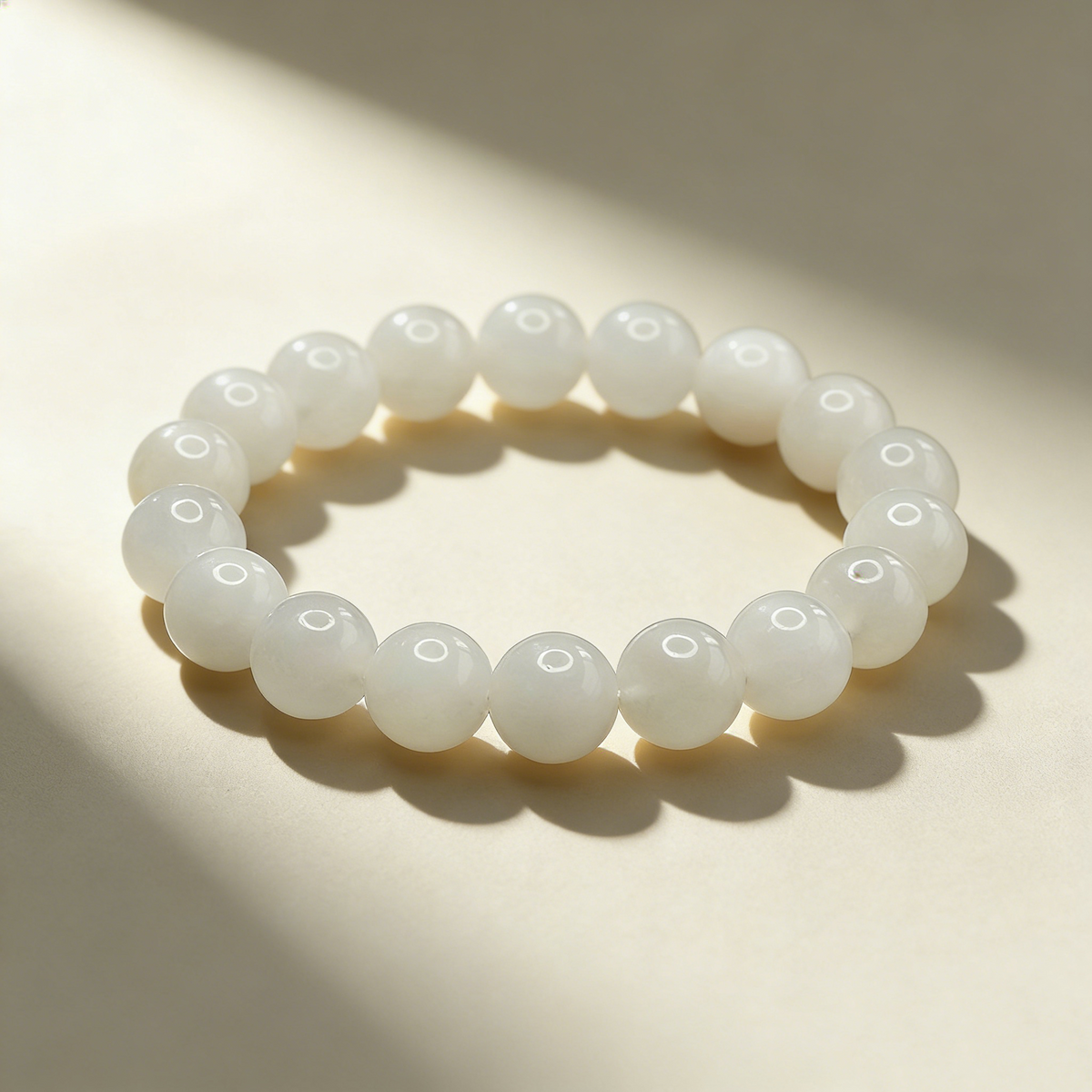 White Jade Beaded Bracelet