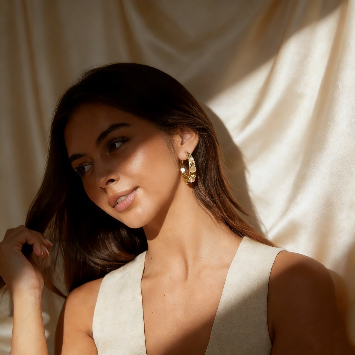 Natural Cat's Eye Hoop Earrings