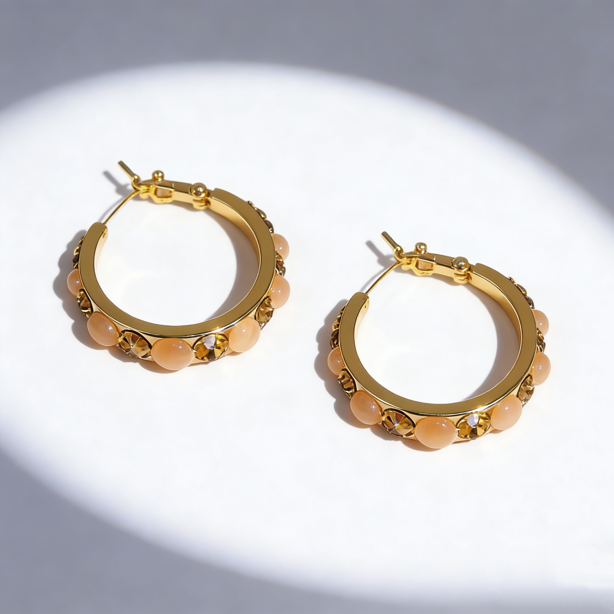 Natural Cat's Eye Hoop Earrings
