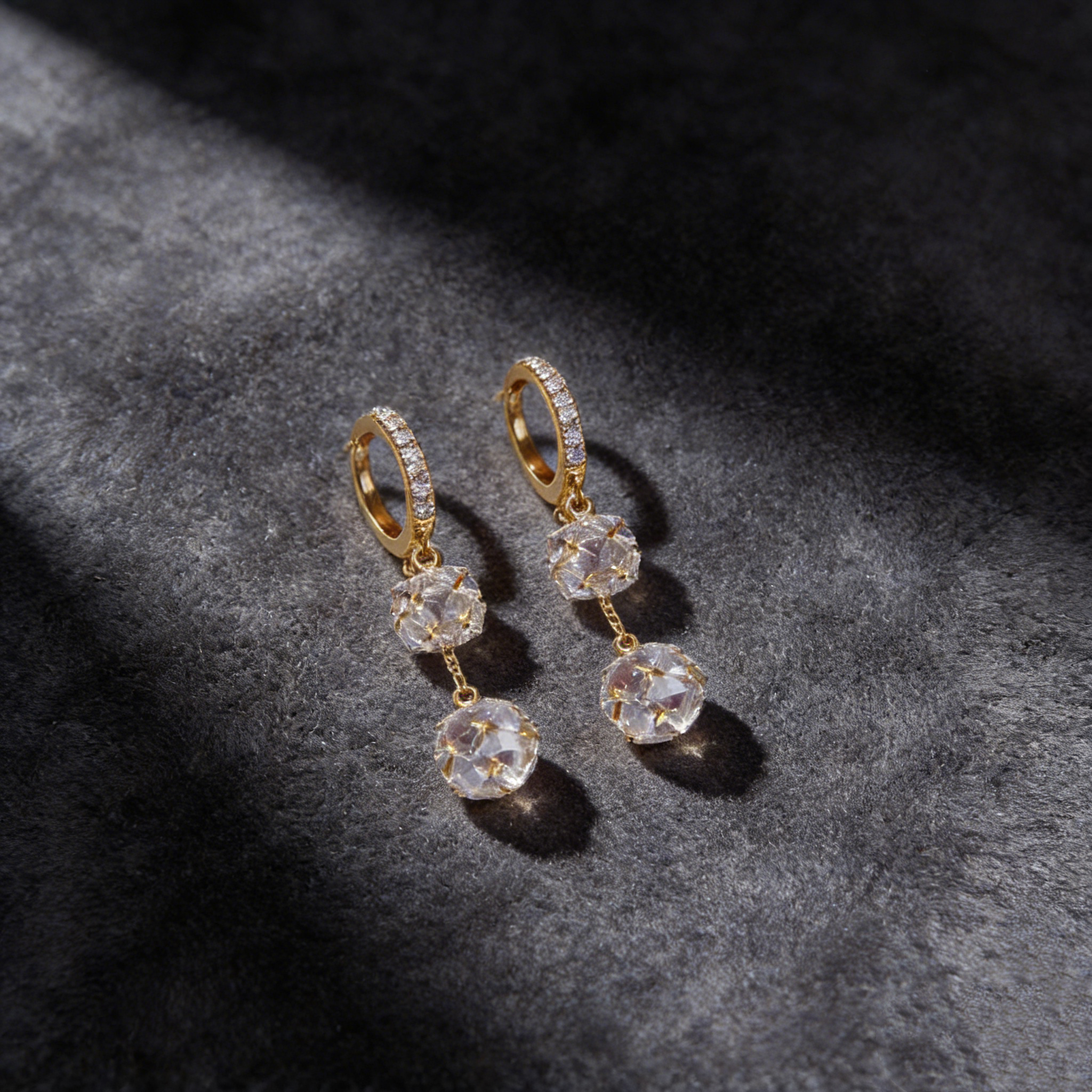 Double Diamond Ball Earrings