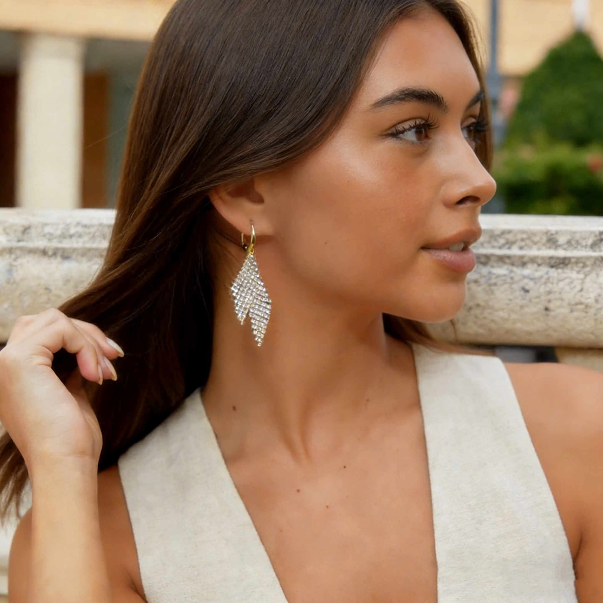 Double-Diamond Drop Earrings