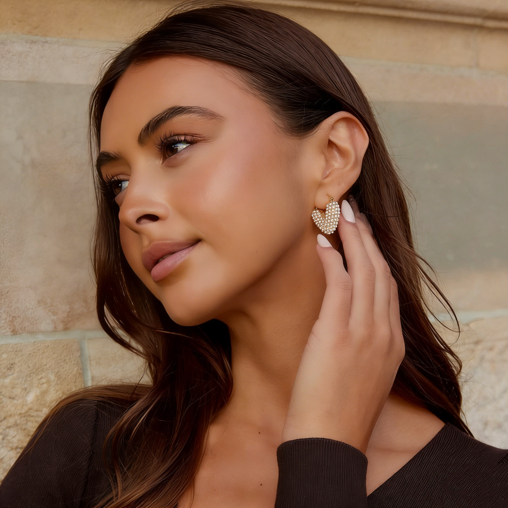 Elegant Heart-Shaped Pearl Earrings