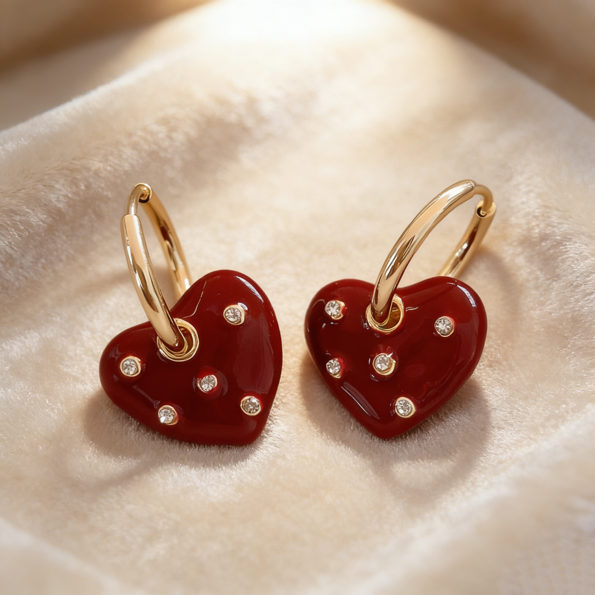 Vintage Enamel Heart Earrings