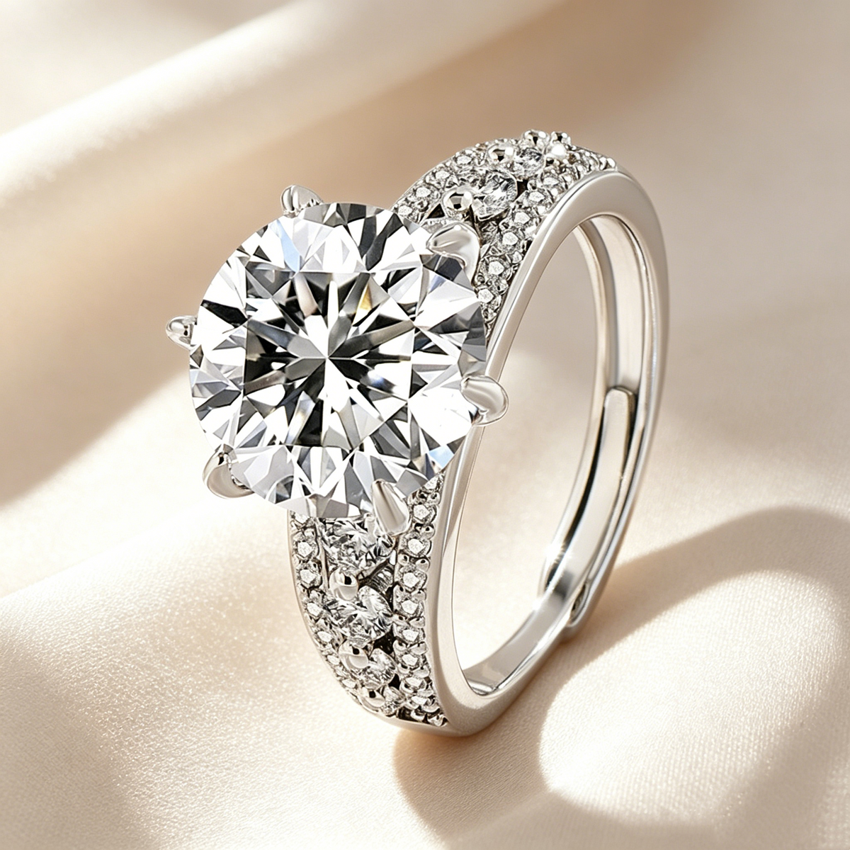 Double Pavé Moissanite Ring