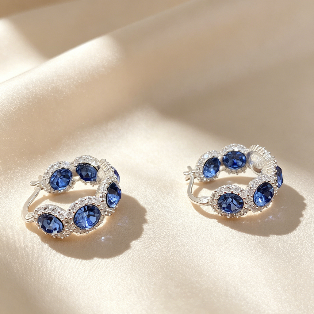 Colored Gem Pavé Hoop Earrings
