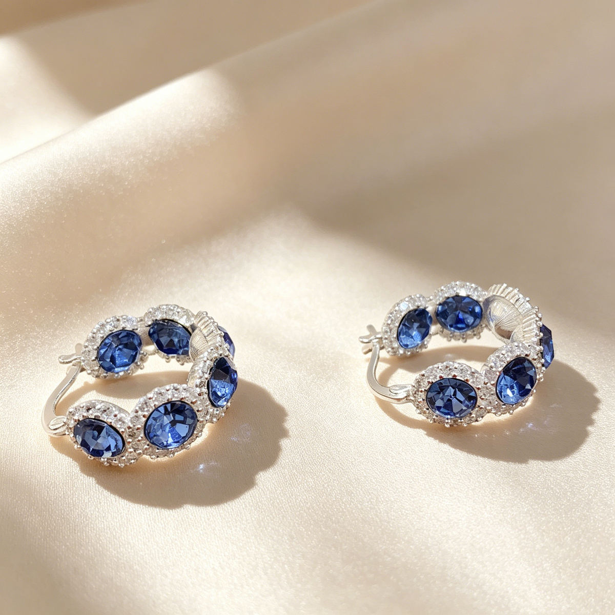 Colored Gem Pavé Hoop Earrings