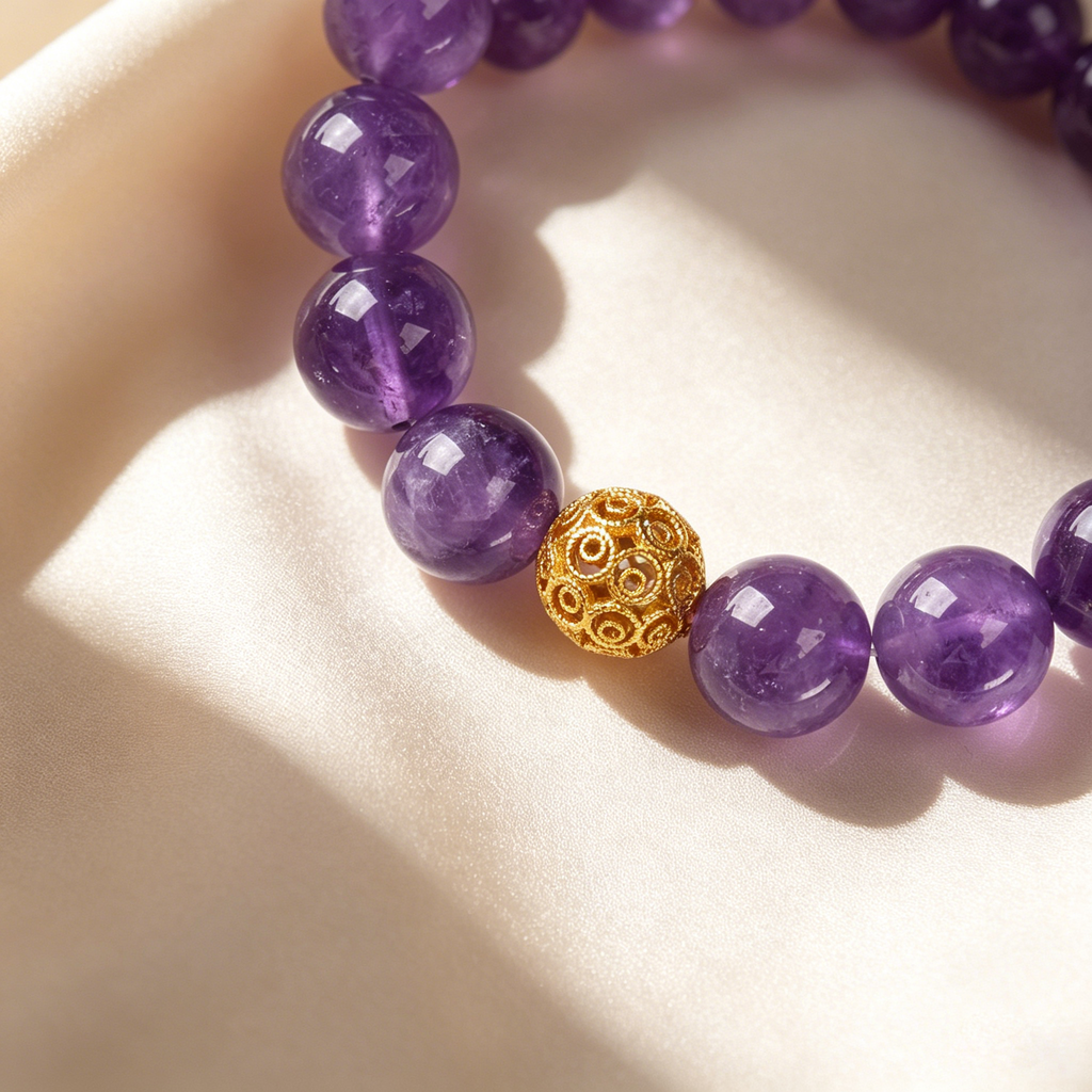 Natural Amethyst Beaded Bracelet