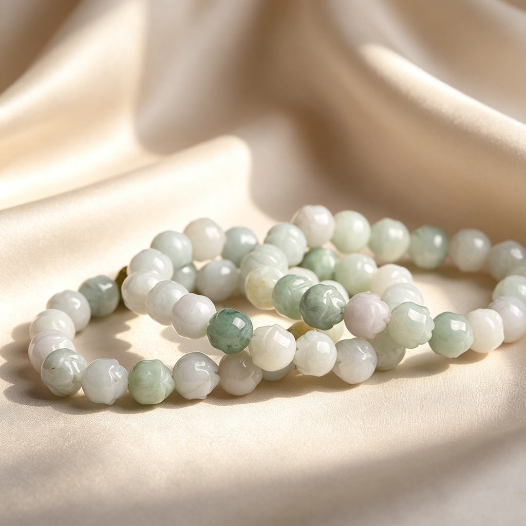 Natural Jadeite Rose Beaded Bracelet