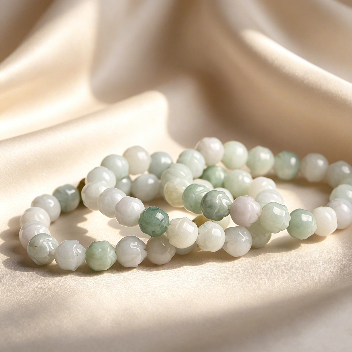 Natural Jadeite Rose Beaded Bracelet
