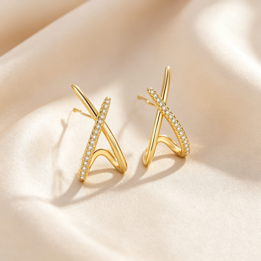 Crossline Pavé Stud Earrings