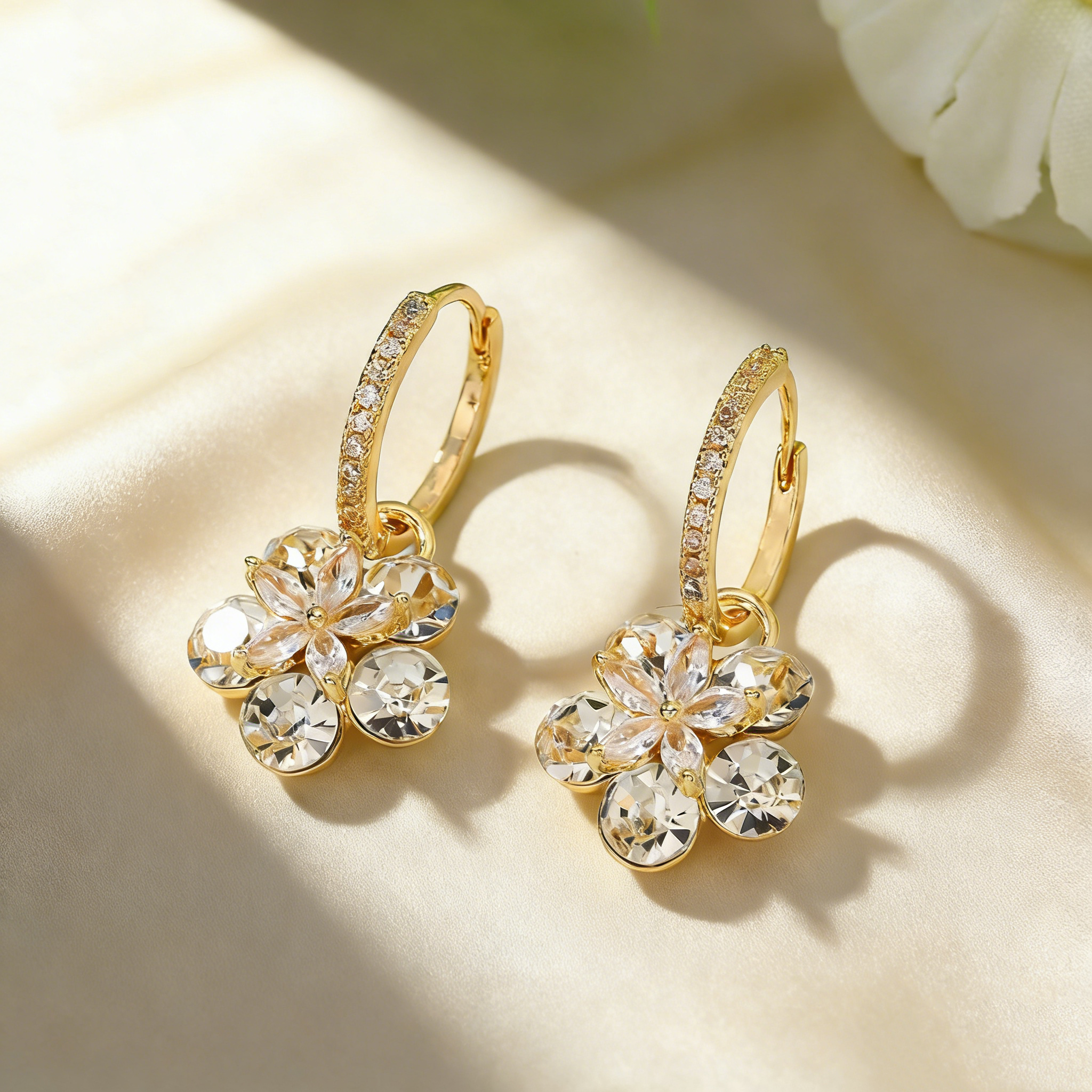 Elegant Double-Layer Blossom Drop Earrings