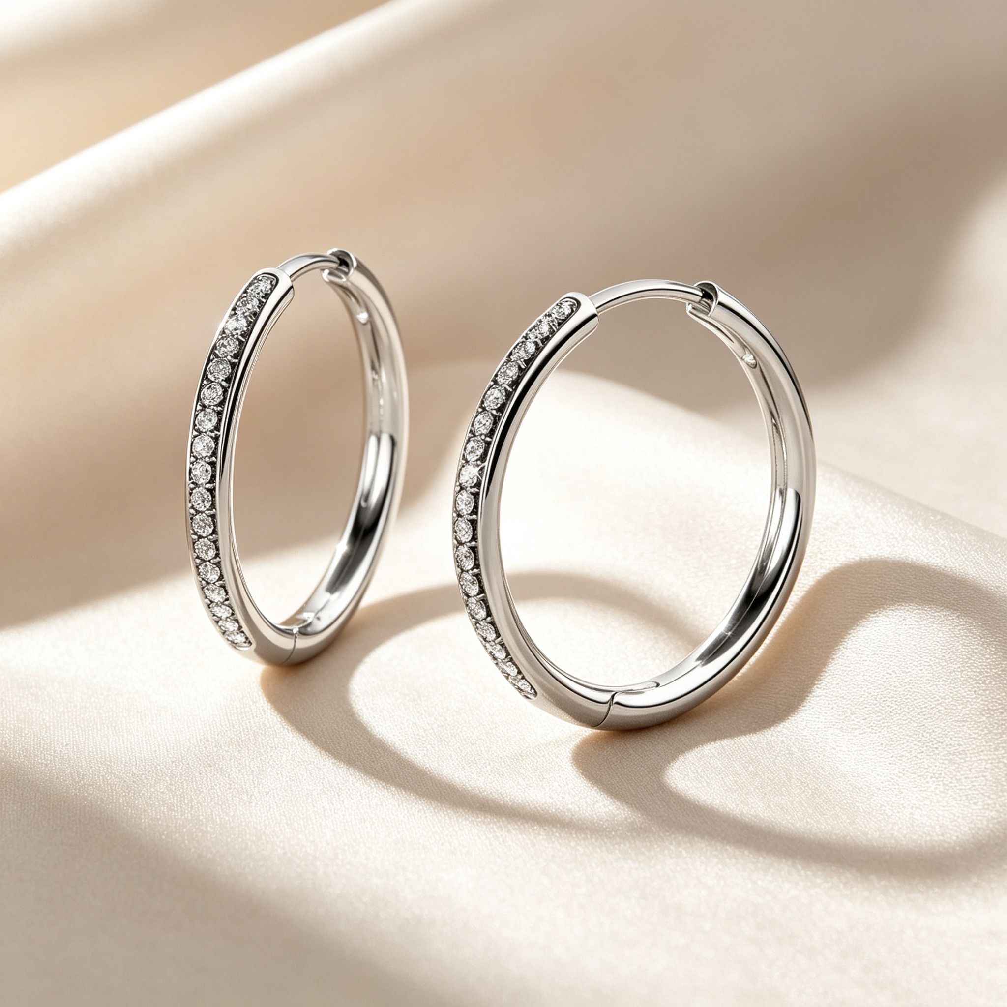 Radiant Line Pavé Hoop Earrings