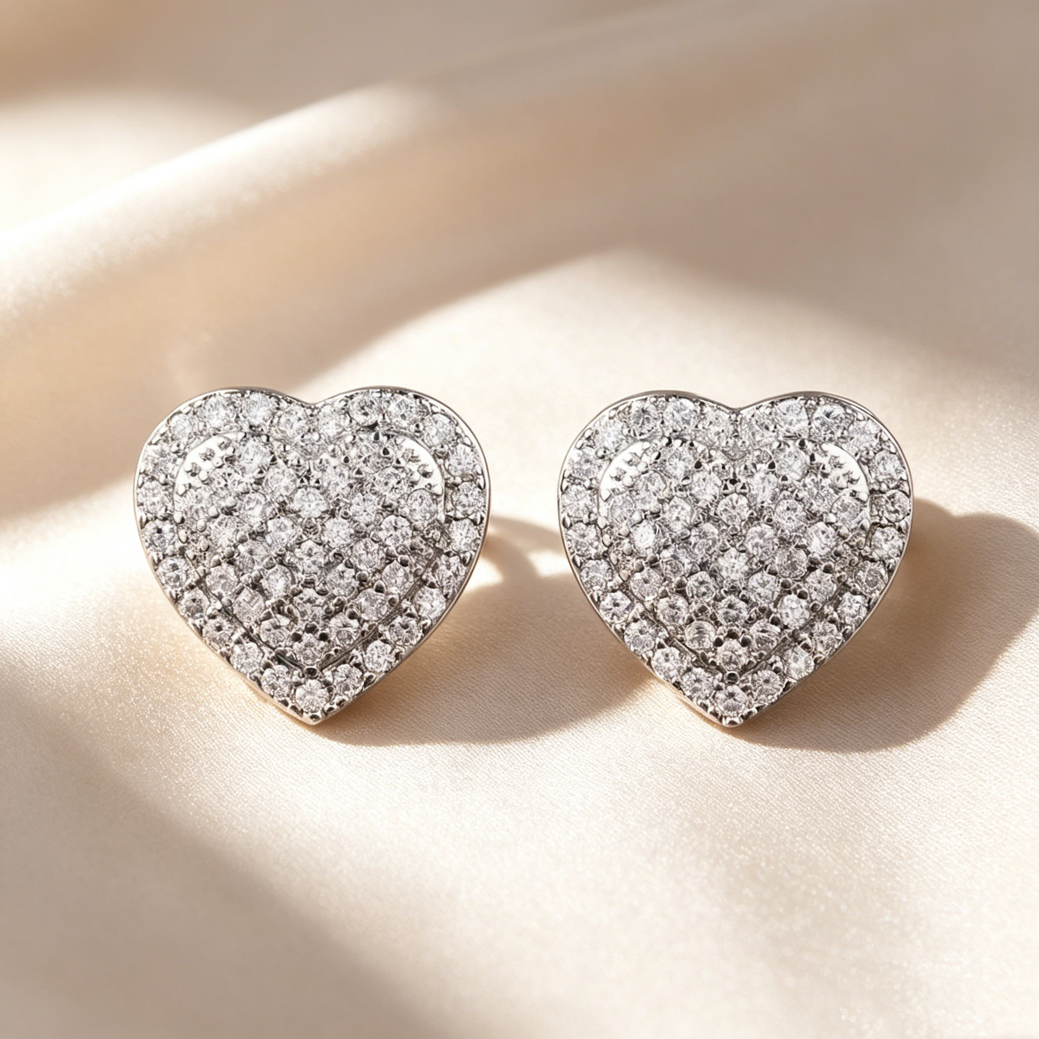 Double Heart Pavé Necklace & Earrings