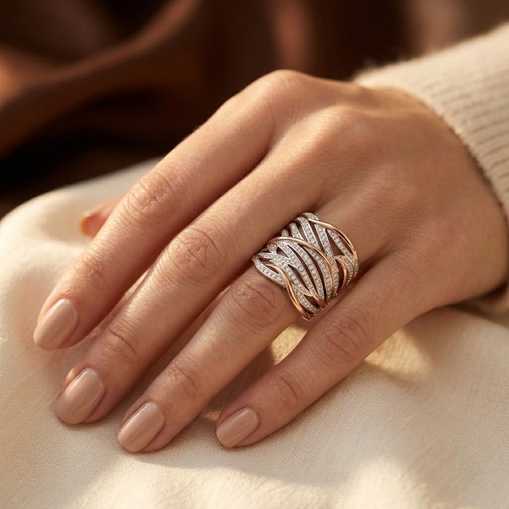 Silver and Gold Woven Band Ring