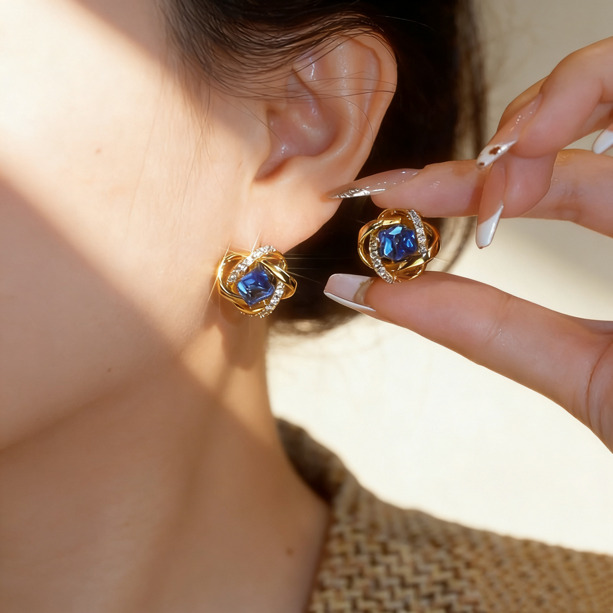 Square Sapphire Earrings