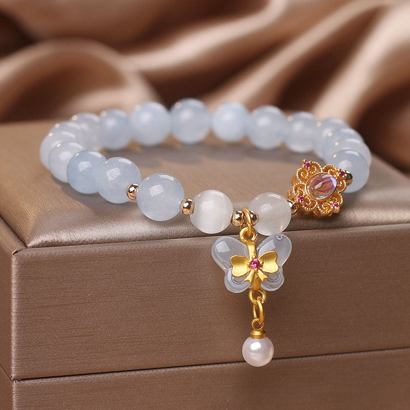 Bow Natural Emerald Jade Stone Bracelet