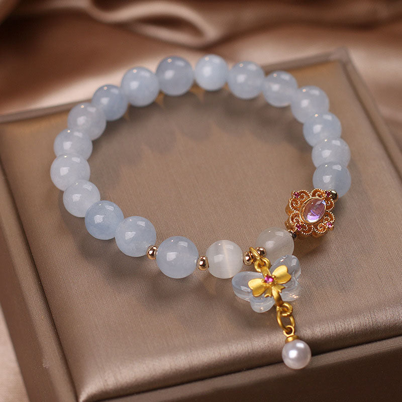 Bow Natural Emerald Jade Stone Bracelet