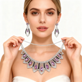 Amethyst & Diamond Tassel Necklace & Earrings Set