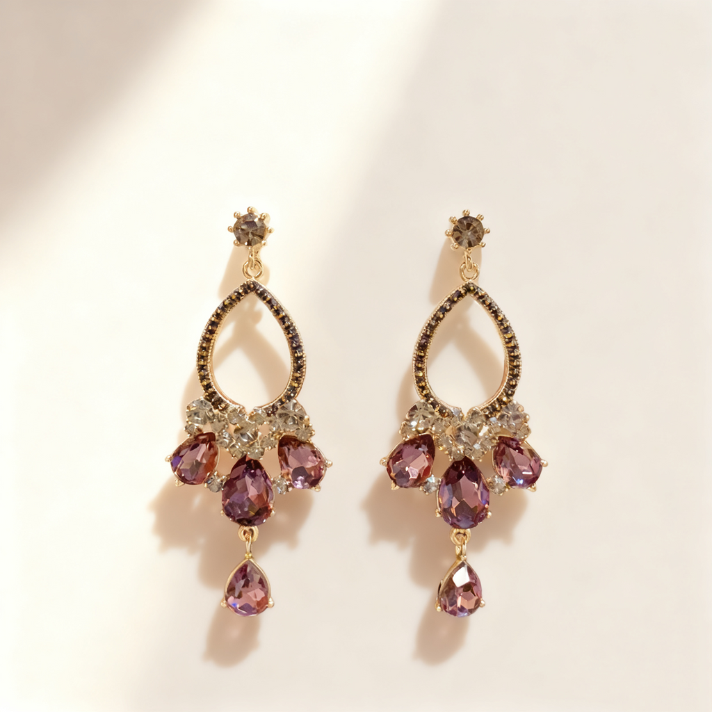 Purple Amethyst Waterdrop Tassel Earrings