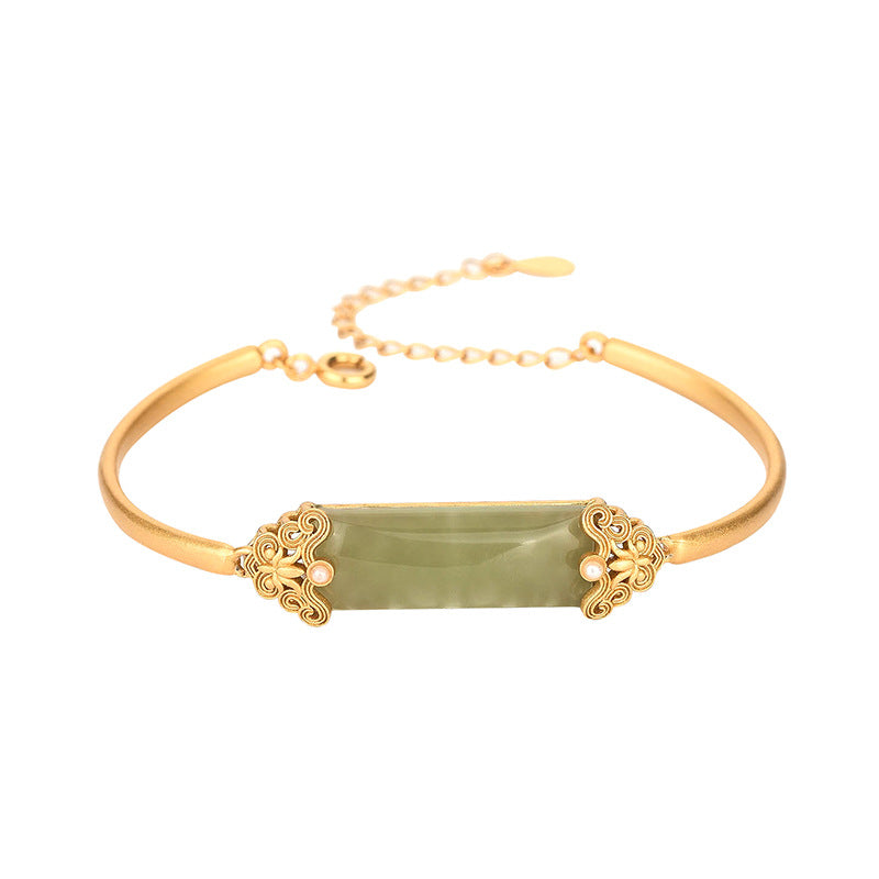 Vintage Palace Natural Emerald Jade Stone Bracelet
