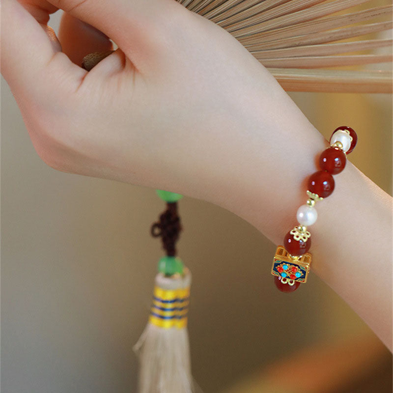 Love and Hope?Natural Red Agate Bracelet