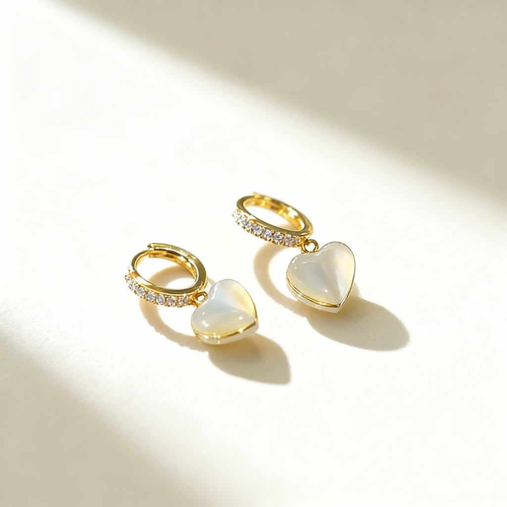 Heart-Shaped Cat's Eye Earrings