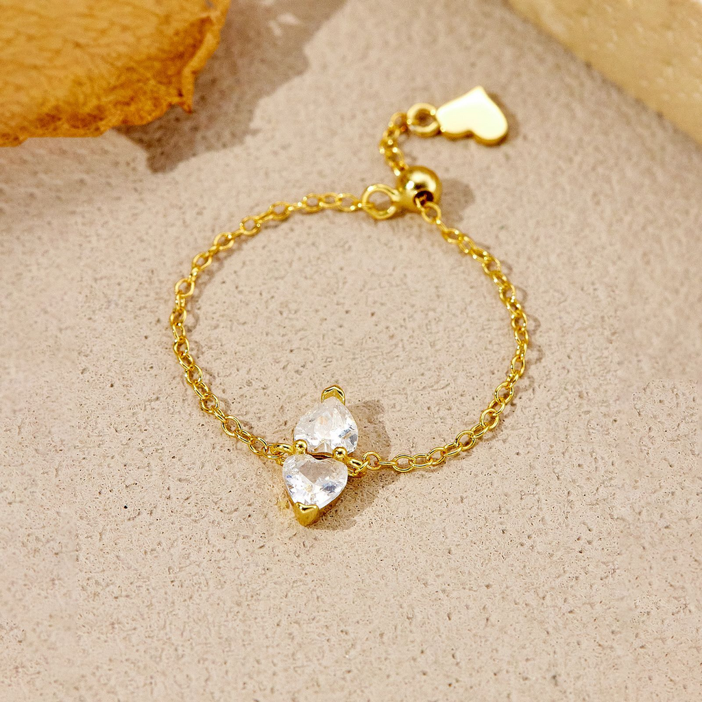 Pull-out adjustable heart star ring