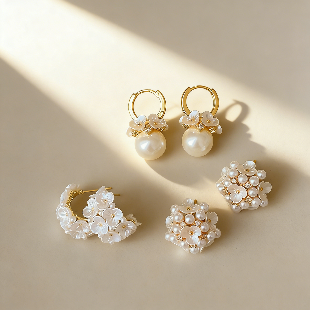 Flower and Pearl Earrings