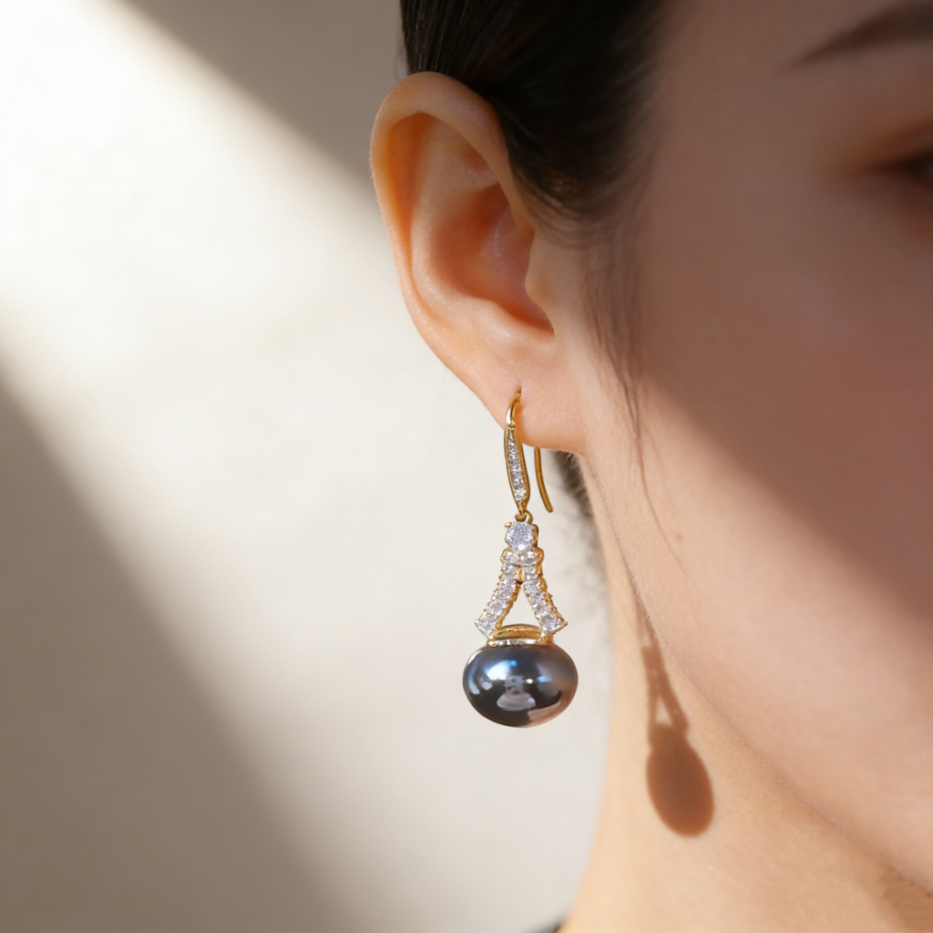 Iridescent Flat Pearl Earrings