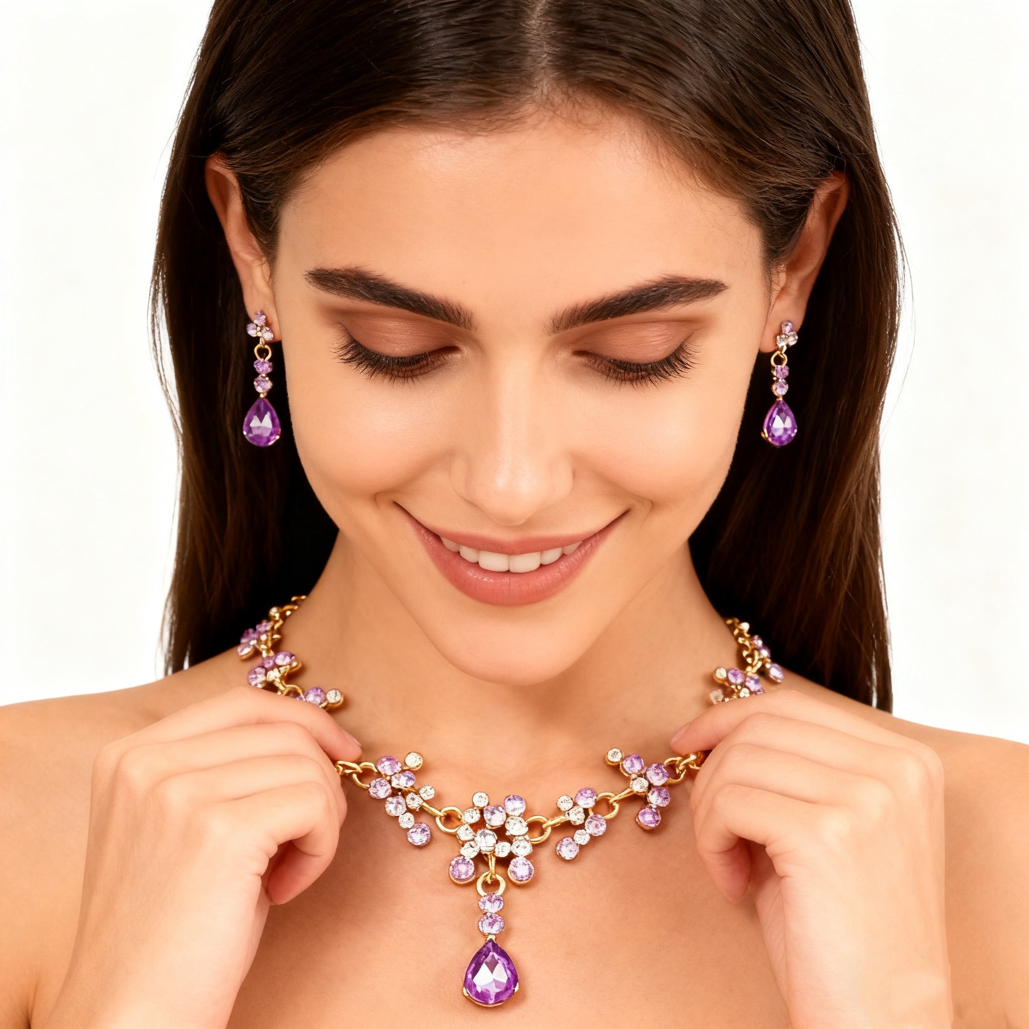 Amethyst Necklace & Earrings Set