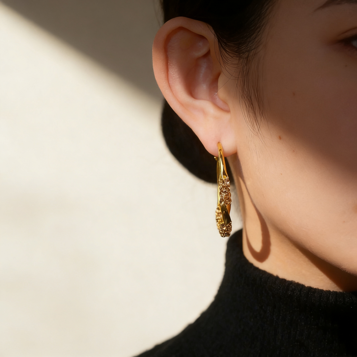 Vintage Diamond Hoop Earrings